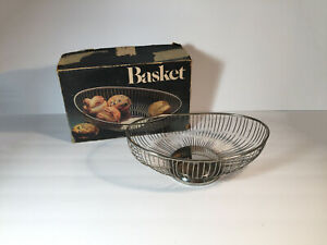 Vintage Silver Plate Wire Fruit Basket by Leonard Hong Kong Antique 1960 w/ Box