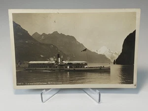 Mountain View Boat Sailing Schillerstein Vierwaldstattersee Postcard RPPC - Picture 1 of 2