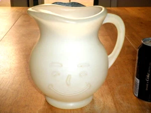 Kool-Aid, MILK WHITE COLORED, #2 Quart Plastic Pitcher, [3-D] FACE, 1980 yrs. - Picture 1 of 9