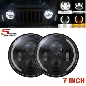 DOT Pair 7" LED Headlights Hi/Lo Angle Eye Beam For Jeep Wrangler JK TJ CJ LJ US - Picture 1 of 12