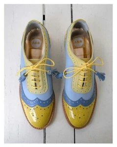 Custom Made Women's Multicolor Leather Oxford Wingtip Lace Up Dress Formal Shoe. - Picture 1 of 9