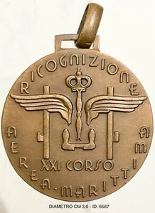 REGNO D’ITALIA RICOGNIZIONE AEREA MARITTIMA XXI CORSO MEDAGLIA REGIA AERONAUTICA - Picture 1 of 2