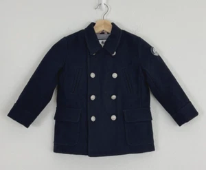 PETIT BATEAU Wool Double Breasted Blue Navy Peacoat Coat Size 5 French Old Money - Picture 1 of 11