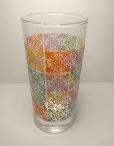 Vintage Libbey Crisa Tumbler glass rainbow Patchwork  squares signed replacement - Picture 1 of 8
