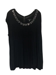 Lane Bryant Women's Black Sleeveless Tunic Plus sz 18/ 20 Jewel Collar - Picture 1 of 5