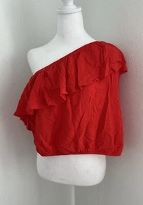 Ava & Viv Women Plus Size XXL One Cold Shoulder Top Shirt Red Elastic Waist NWT - Picture 1 of 4