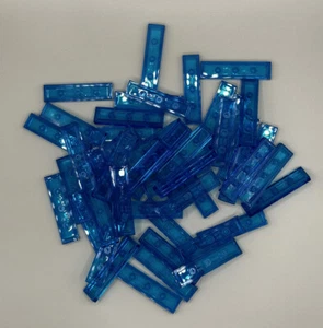 50x LEGO 1x4 Dark-Light Blue Tiles Trans-blue trans blue translucent BRAND NEW - Picture 1 of 4