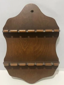 Vintage Holz 12 Schlitze Souvenir Sammlerstück Löffel Wand Display Regal Halter 10,5" x 7" - Bild 1 von 6
