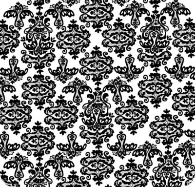 Designer Print Tissue Paper, 4 sheets, 20" x 30" - Black Damask - Image 1 of 3