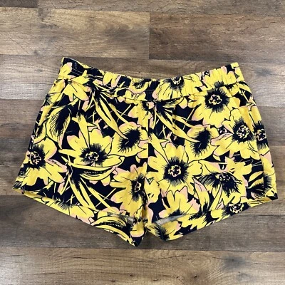 Pantalones Cortos J Crew Para Mujer 8 Amarillo Floral Algodón Mezcla Lino Verano Piscina Playa Foto 1 de 4