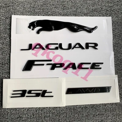Conjunto de calcomanías negras brillantes emblema insignia trasera para Jaguar 2017+ F-Pace 35T AWD R S Foto 1 de 4
