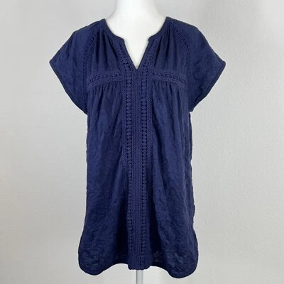 Top Sundance Mujer Azul Manga Corta Romance Arrugado Texturizado Talla M Boho Foto 1 de 4