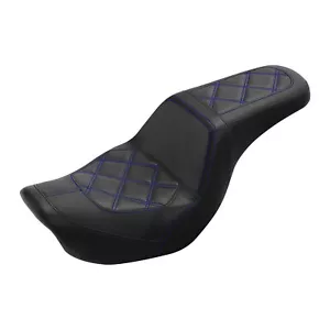 Asiento de pasajero conductor negro azul apto para Harley Dyna Street Bob FXDB 2006-2017 - Imagen 1 de 9