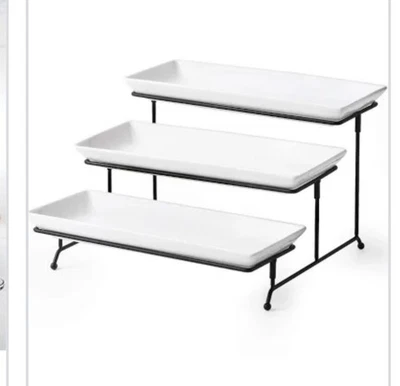 3 Tier Serving Trays for Party, Porcelain Serving Platters and Trays, 12 Inch... - Image 1 of 2