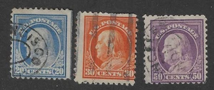 US Scott # 515-517,... 20,30, 50 Cent, Franklins, 1917, - Bild 1 von 1