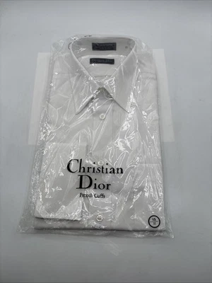NUEVA Camisa de Vestir Christian Dior Para Hombre Blanca Puños Franceses Talla 15/32 Foto 1 de 4
