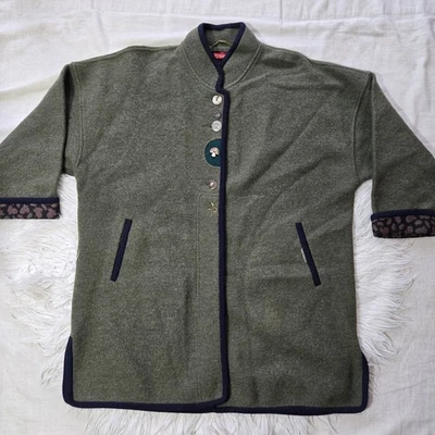 GEIGER 100% Wool Blend Button Front Sweater Size 36 Made in Austria Olive Knit - Image 1 of 4