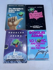 Hitchhikers Guide to the Galaxy - Adams 1st BCE Edition Trilogy Lot 4 HC Vintage - Picture 1 of 11