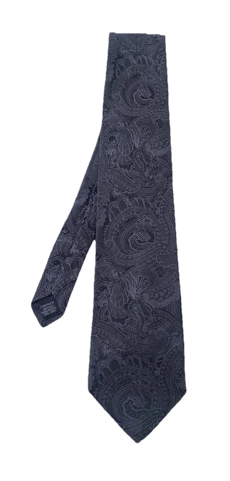 DKNY Corbata Hombre Seda Negra con Patrón Paisley Bordado M en USA EX CON Foto 1 de 4