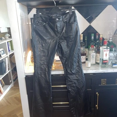 Pantalones de cuero vegano marrón banana republic talla 30/10 nuevos con etiquetas corte boot recortado Foto 1 de 4