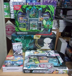 POKEMON TWILIGHT & MEGA ETB + WHITE + SURGING BUNDLE + B/W POSTER + OGERPON EX - Picture 1 of 1