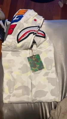 Sudadera con Capucha Bape Cremallera Completa Estrella Blanca Brilla en la Oscuridad Talla L A Bathing Ape Nueva Foto 1 de 4