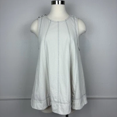 Top FP Beach Strada Talla L Sin Mangas Crema Cubrir Relajado Trapecio Informal Boho Foto 1 de 4