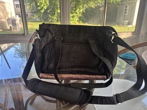 Lug Promenade Shopper Tote Crossbody Bag Sparkly Rose Gold Bottom Black W/ Strap - Picture 1 of 12