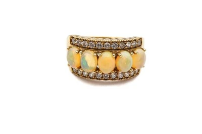 Anillo chapado en oro de plata de ley 925 ópalo etíope circonita cúbica tamaño 7,25 Foto 1 de 4