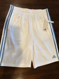Adidas Mesh White Shorts Boys XL (18-20) NWT, Lined, Blue Accents - Picture 1 of 13