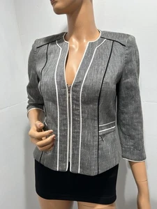 blazer white house black market taglia 4 grigio maniche a 3/4 - Foto 1 di 10