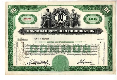 Cuadro monograma certificado de stock Louis E. Wolfson 1948 Foto 1 de 2