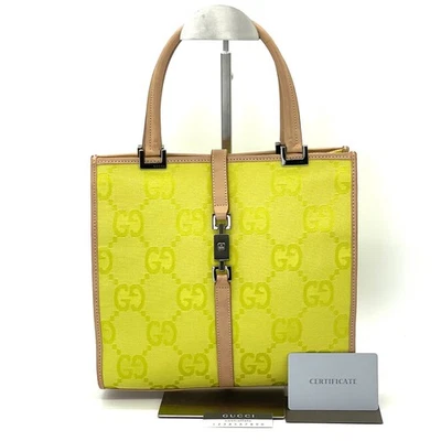 GUCCI Jackie GG Bolso de Mano de Lona Bolso de Mano Cuero Auténtico Foto 1 de 4