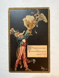 VTG 1908 Tucks Postcard Toast of Today Artist Dwig Uncle Sam and Eagle 4th July - Picture 1 of 2