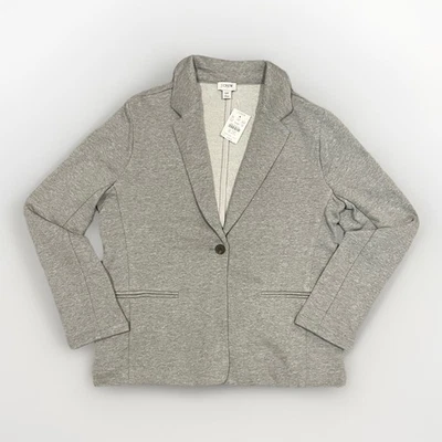 NWT J.Crew Womens 6P Gray Knit Cotton Blazer Jacket Button Up Pockets Office - Image 1 of 4
