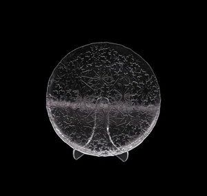 Vintage Snowflake Deisgn Clear Textured Glass Platter - Picture 1 of 3