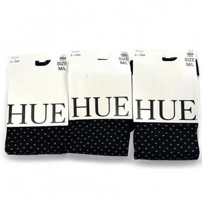 Hue Tights Womens Size M / L Black With Small Gray Polka Dots - Image 1 of 3