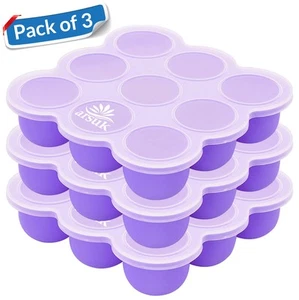 Silicone Tray Baby Food Storage Containers Weaning Pots Freezer Trays with Lids - Picture 1 of 38