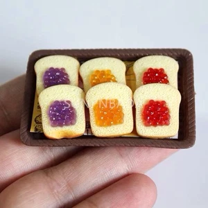 1:12 5pc miniature handmade bakery bread toast w/ jelly tray - Picture 1 of 5