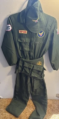 Не K Pop - верхний пистолет полета костюм Хэллоуин костюм детский Lg 12-14 зеленый ВВС США пилот - Изображение 1 из 4