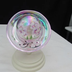 Fenton Rosemilk Floral Hand Painted Hat with Stand 2005 W86 - Picture 1 of 6