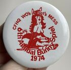 1974 Pinup Sgts Mess Curling Bunny Spiel CFHQ WO's 6th Vtg Button Hat Lapel Pin