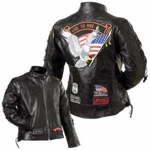 BLOUSON en Cuir Aigle / Live to ride - FEMME - Bikers country grande taille - Imagen 1 de 8