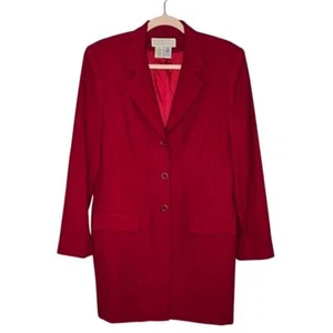 NORTON MCNAUGHTON Womens Sz 8 Red Vintage Button Blazer 100% Pure New Wool Lined - Picture 1 of 9