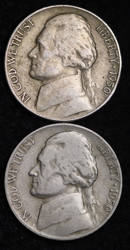1950 P AND D Jefferson Nickel Set (2 Coin Lot) Nice GOOD / VG FREE SHIPPING - Image 1 of 2