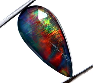 Opale certifiée naturelle multicolore en forme de poire 9,40 ct double pierre précieuse en vrac - Photo 1/7