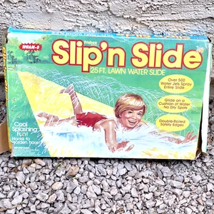 1983 Wham-O Slip N Slide in Original Box 25 Feet Yellow Lawn Water Slide Vintage - Picture 1 of 8
