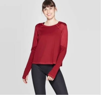 女士训练长袖露背 T 恤 - C9 Champion - 红色/黑色 - C240 — 第 1/2 张图片