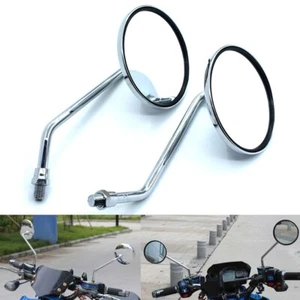 CHROME UNIVERSAL MOTORCYCLE CLASSIC ROUND REARVIEW SIDE MIRRORS 10MM FOR HONDA - Picture 1 of 10