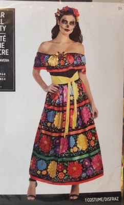 Day Of The Dead Sugar Skull Beauty Floral Multi-Color 1PC Dress MEDIUM 6 - 8 NEW - Image 1 of 3